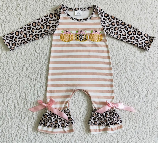 Embroidered Leopard Stripes Romper