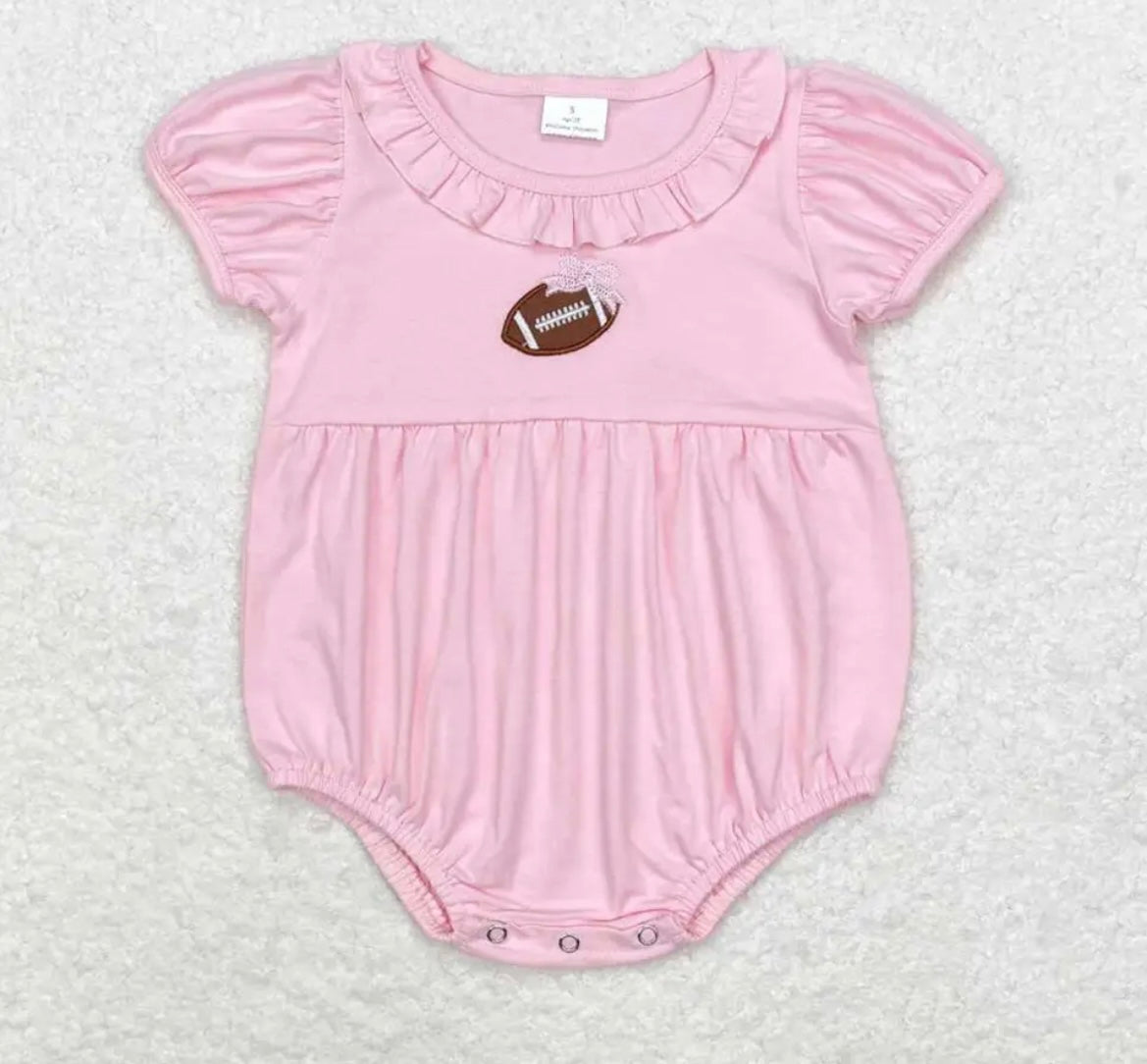 Embroidered Pink Bow Football Bubble