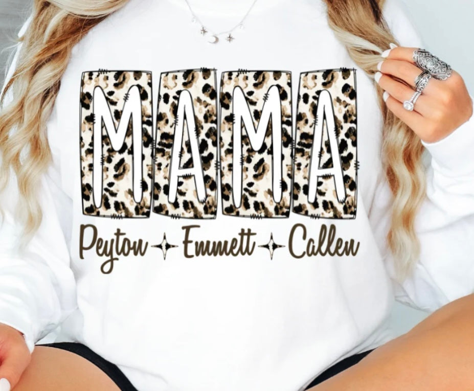 Boxy Leopard Mama With Kids Names