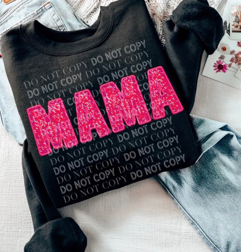 Faux Embroidery Sequin Mama Sweatshirt