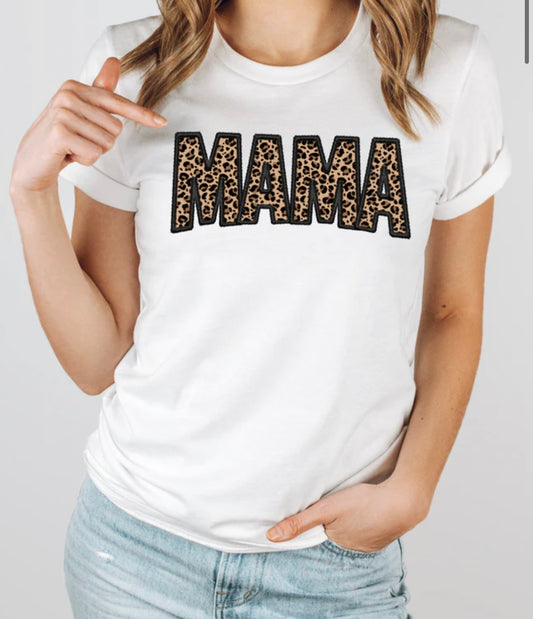 Faux Embroidery Cheetah Mama