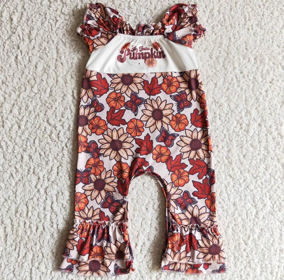 Floral Hey There Pumpkin Romper